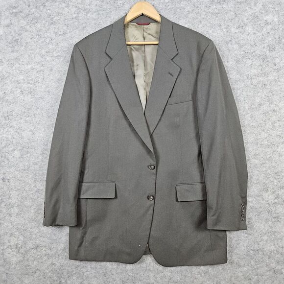 Jos A Bank Men's Blazer Size 44 EX-L Olive Green‎ 100% Pure Wool WITH DAMAGE - Picture 1 of 14